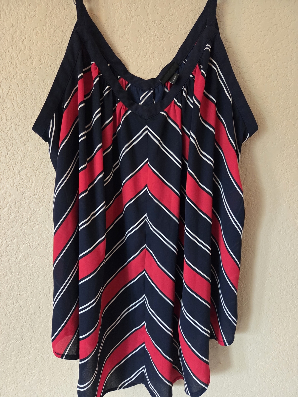 Torrid Navy Red and White Striped V-Neck Camisole